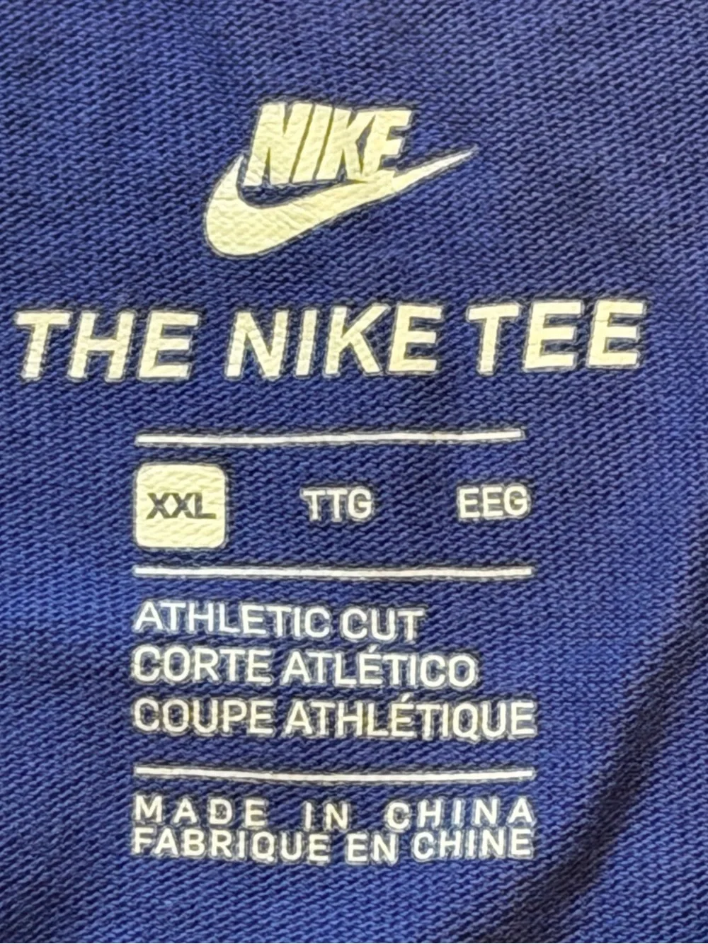 Nike Blue and Black Long Sleeve Raglan Tee with Yellow Logo